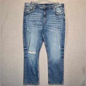 The Perfect Jean Nyc Slim Thick Glacier Med Rips Mens Jeans Sz 40x30 High Rise